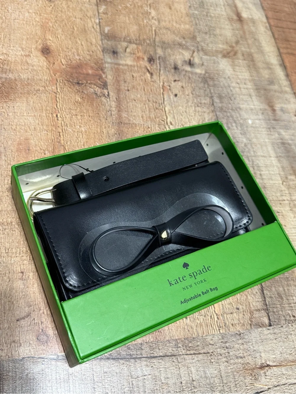 Kate Spade New York Black Leather Bow Adjustable Belt Bag KS2100279CB L/XL